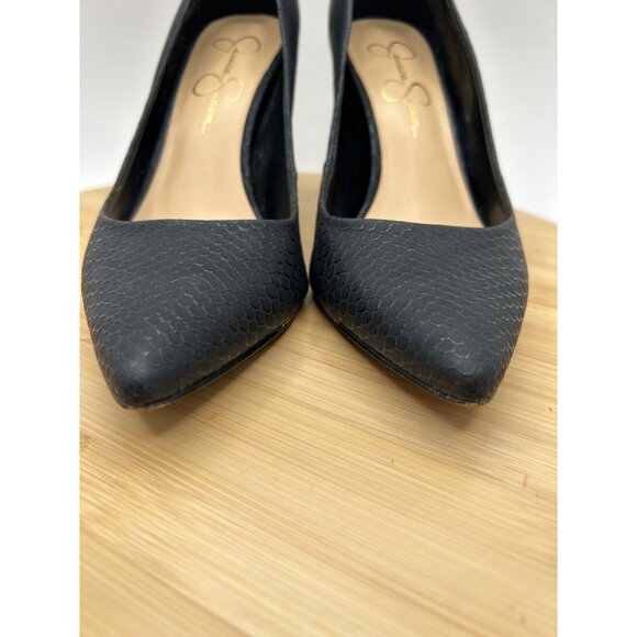 Pointed Toe Pumps Black Snake Print Stiletto Heels Classic Shoes size 8M - Picture 7 of 14